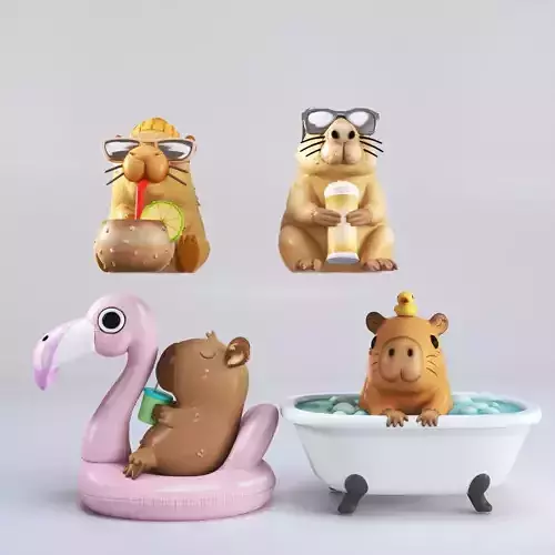Capibaras pack 3D print model