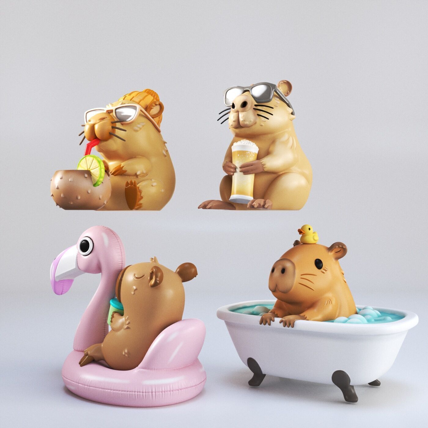 Capibaras pack 3D print model_1