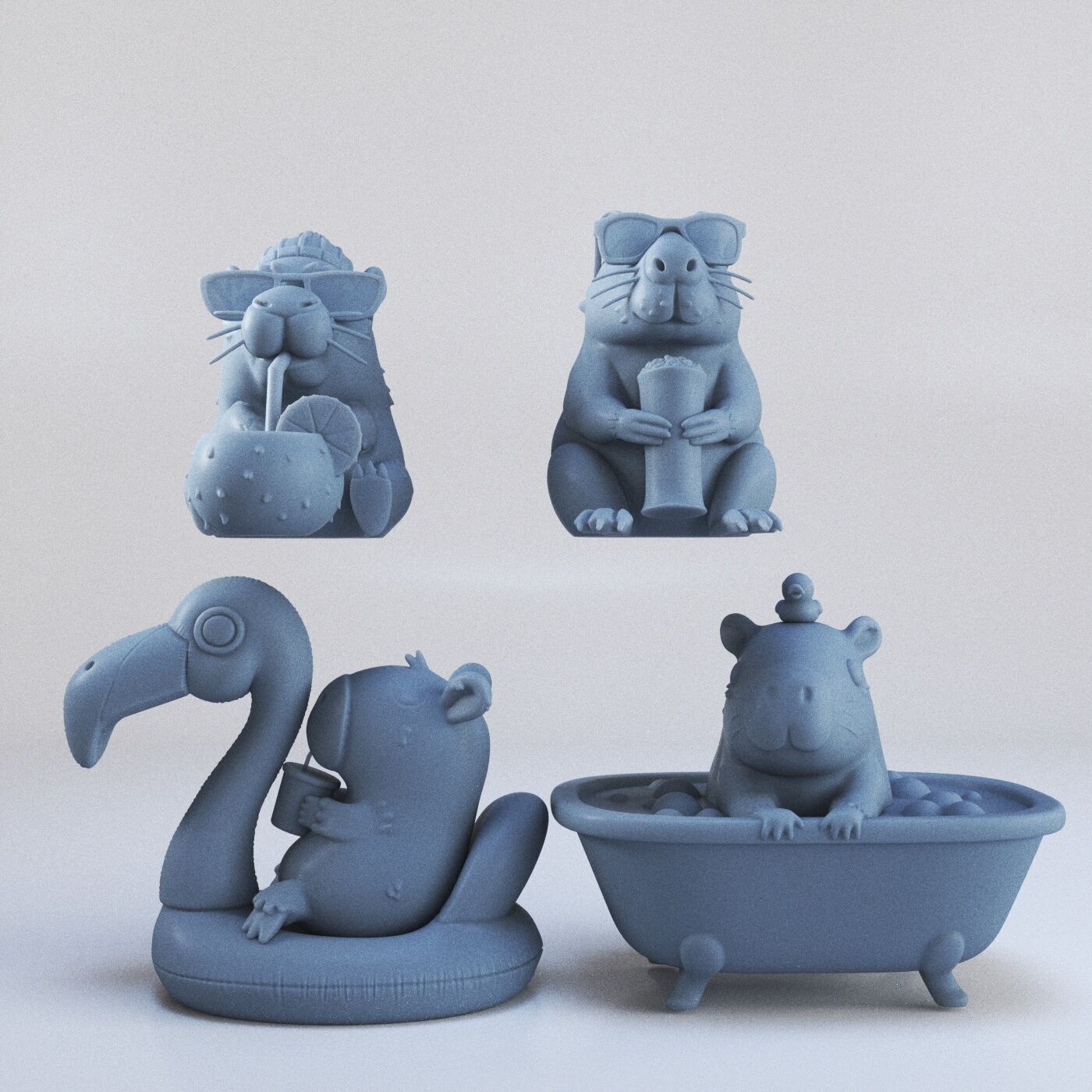 Capibaras pack 3D print model_3