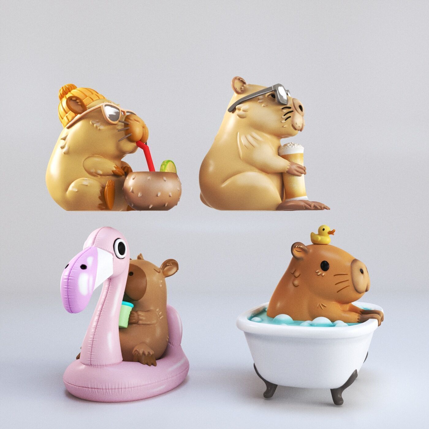 Capibaras pack 3D print model_2
