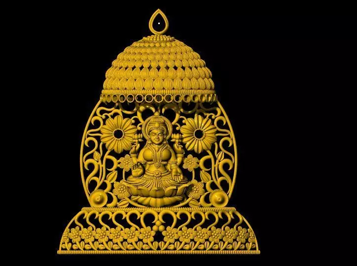 laxmi pendant necklace 3dm file 3D print model_0