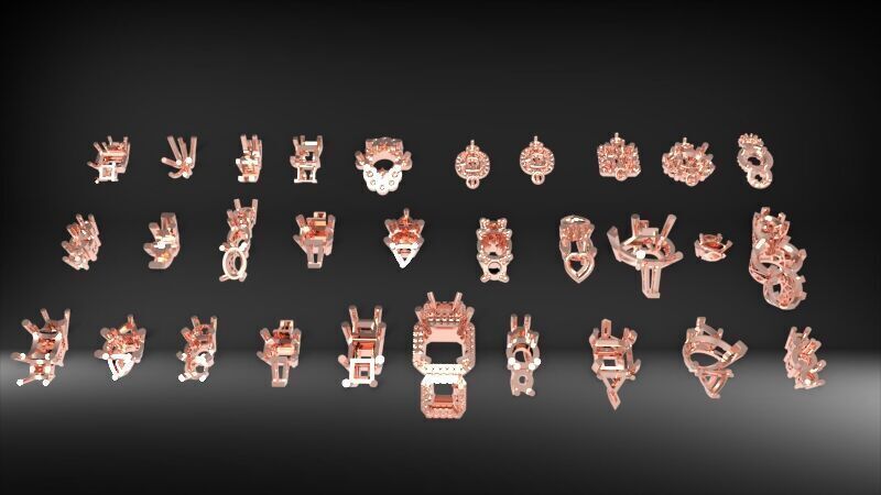 Various Three Stone Classic Heads Jewelry Findings 3D print model_3