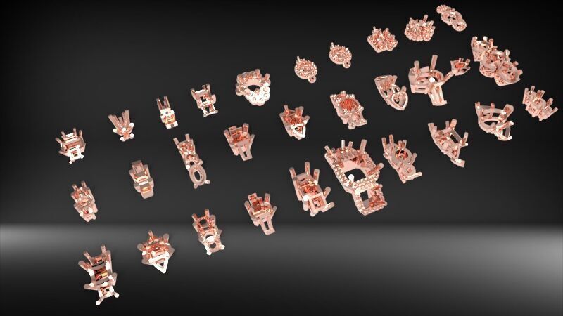 Various Three Stone Classic Heads Jewelry Findings 3D print model_7