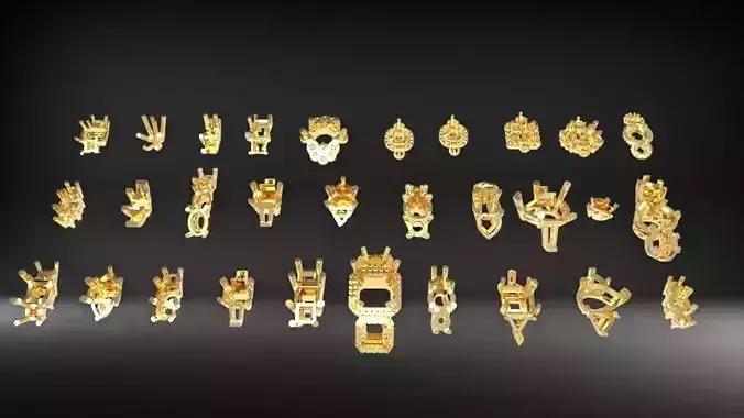 Various Three Stone Classic  Heads Jewelry Findings 3D print model