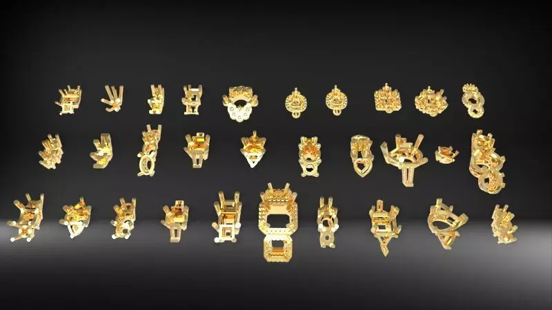 Various Three Stone Classic Heads Jewelry Findings 3D print model_0