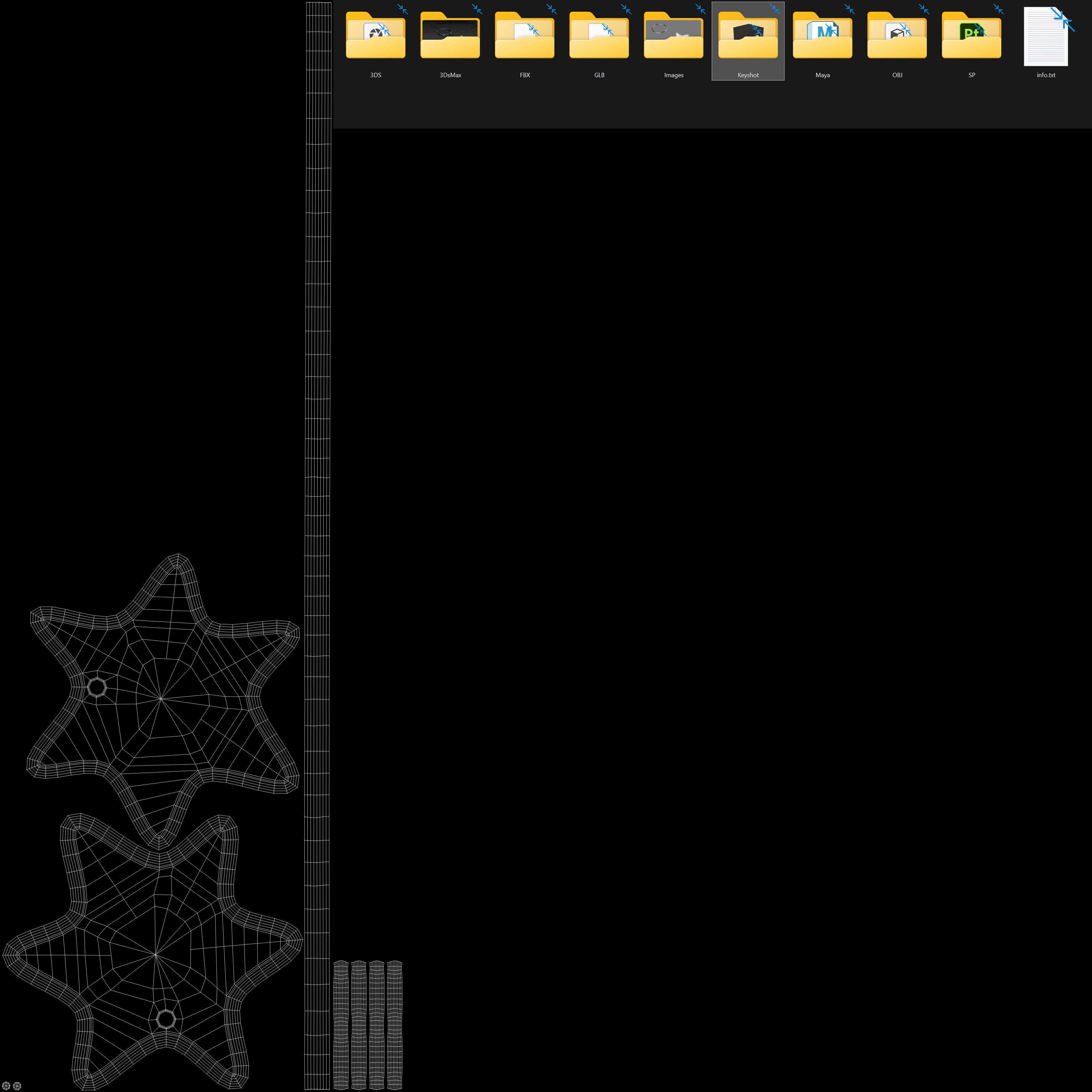 keychain Three 3D Model key ring with chain Low-poly 3D model_2