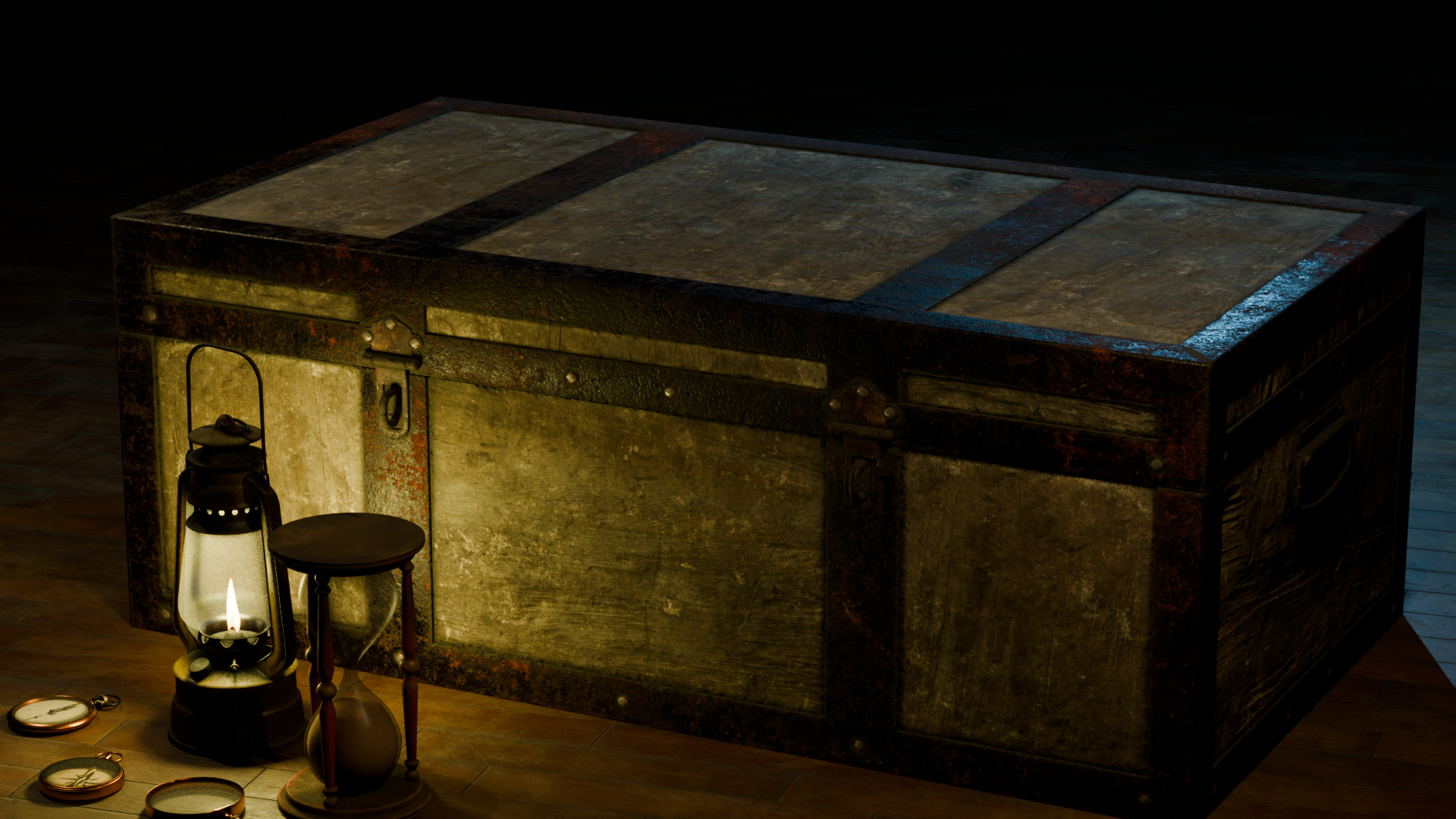 Various Vintage Items Low-poly 3D model_1