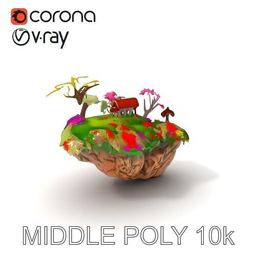 Floating Island Environment Model Pack with Flora and Fauna Low-poly 3D model 6