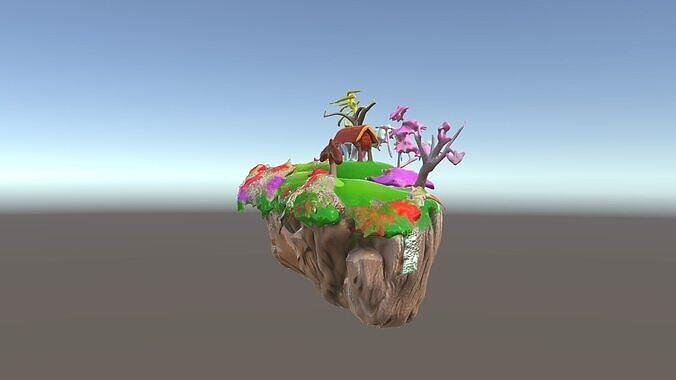 Floating Island Environment Model Pack with Flora and Fauna Low-poly 3D model 5