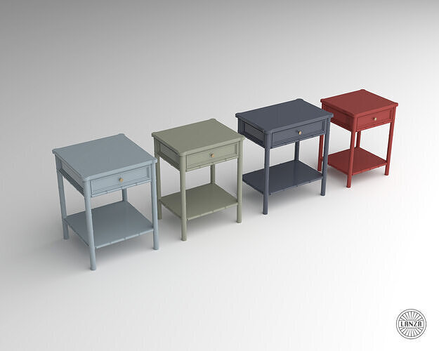 Faux Bamboo Nightstand Set 3D model
