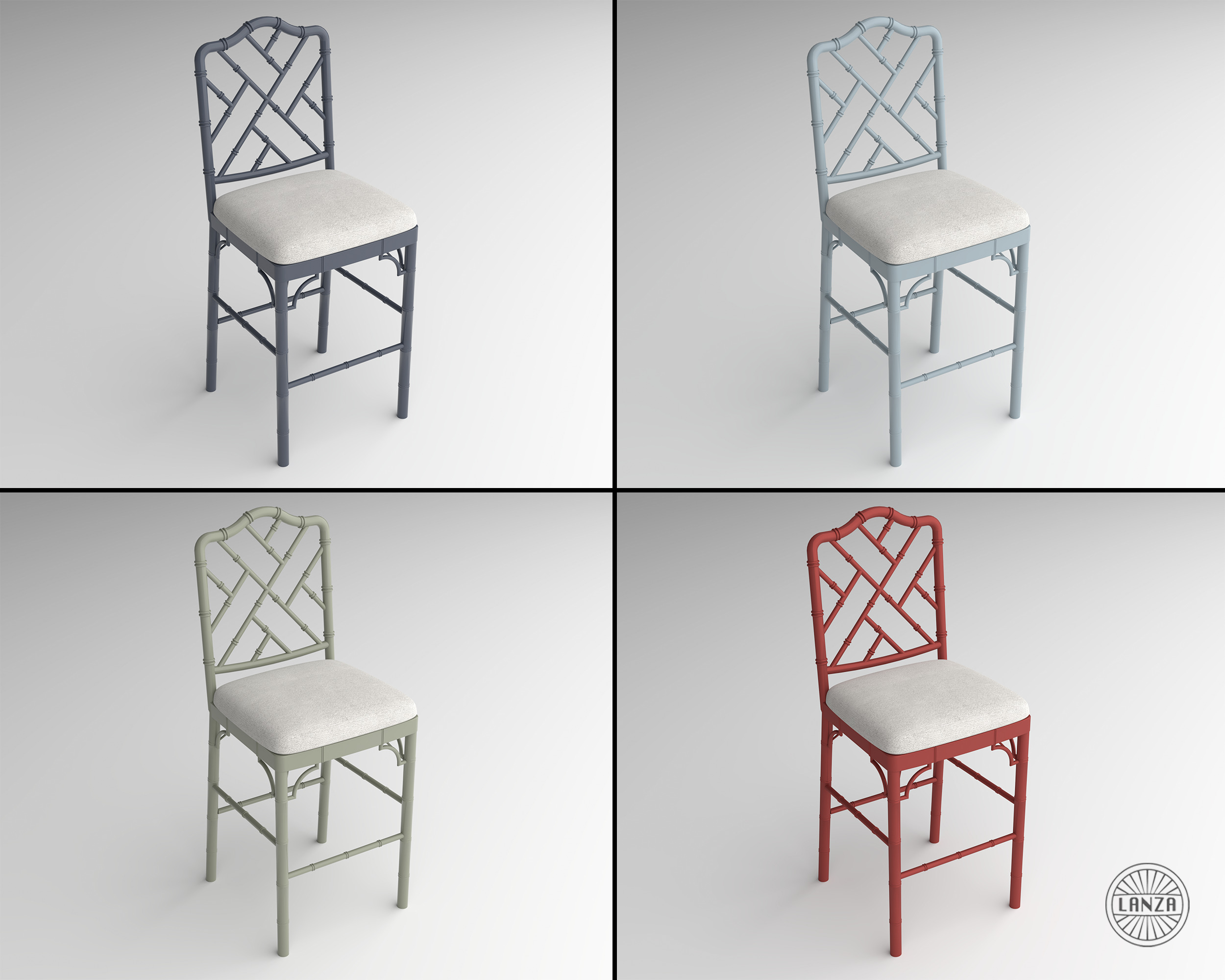 Faux Bamboo Bar Stools 3D model_1