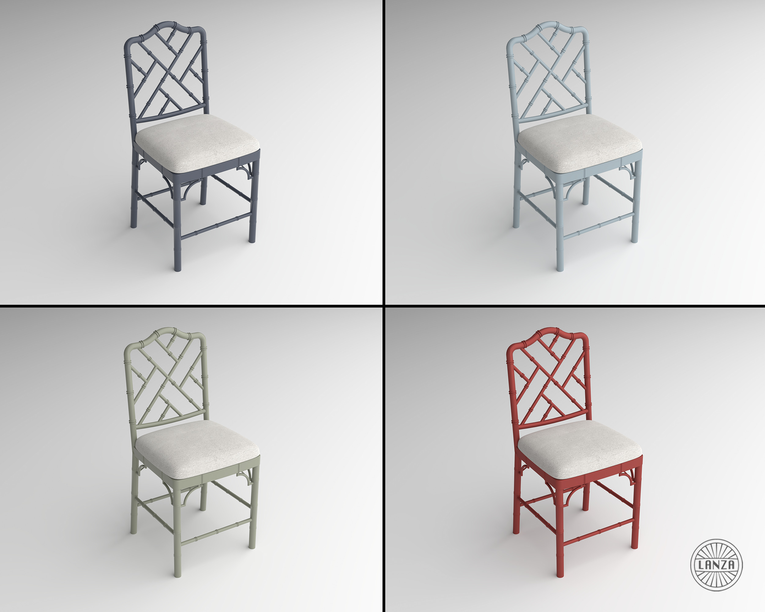 Faux Bamboo Bar Stools 3D model_3