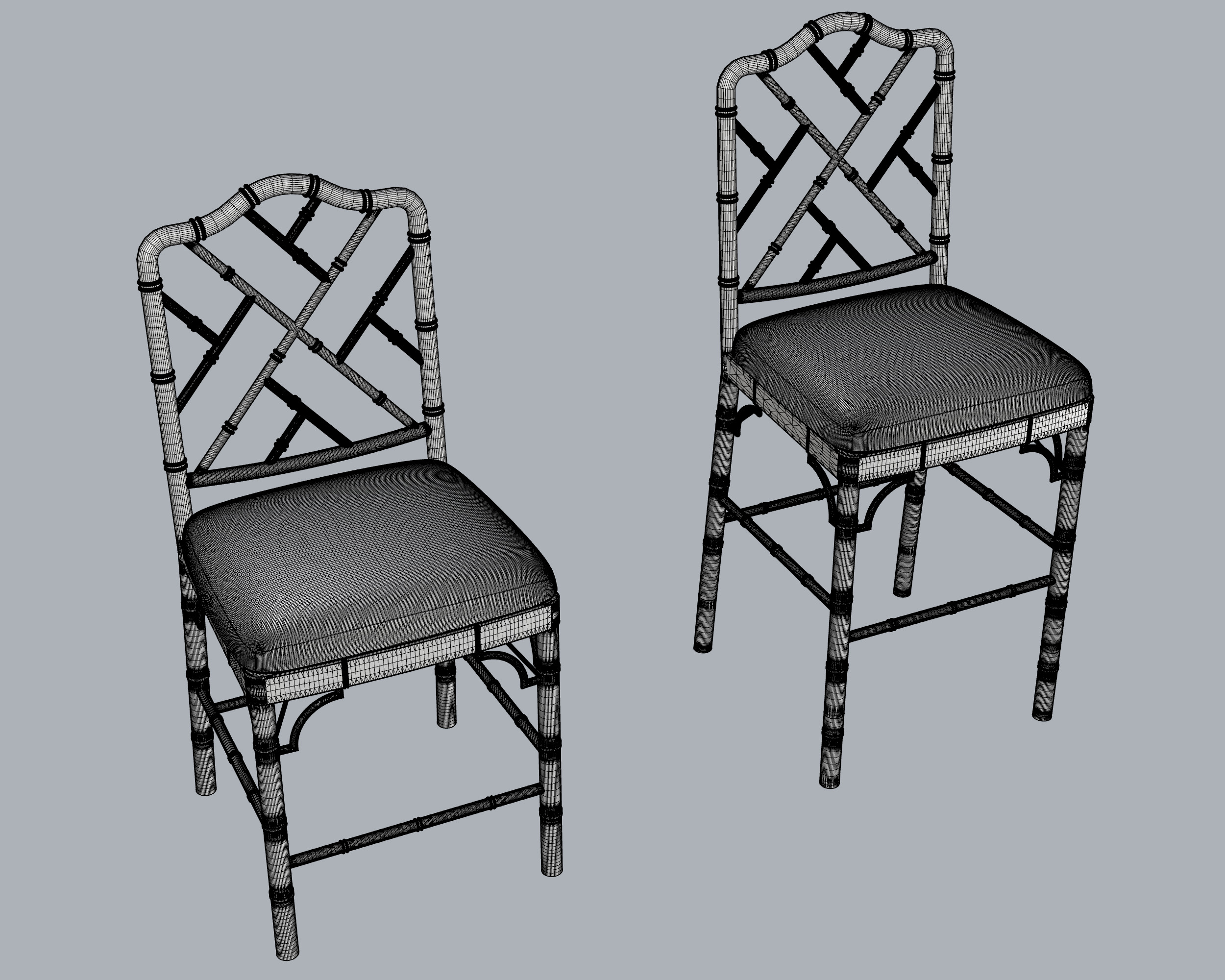 Faux Bamboo Bar Stools 3D model_7