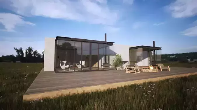 Modern House with Landscape  Twinmotion 3D Model 3D model