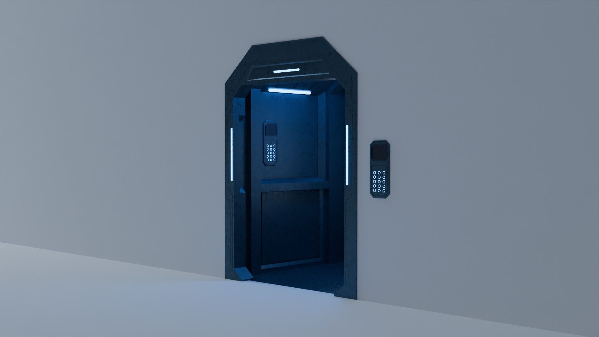 Sci fi elevator Low-poly 3D model_3