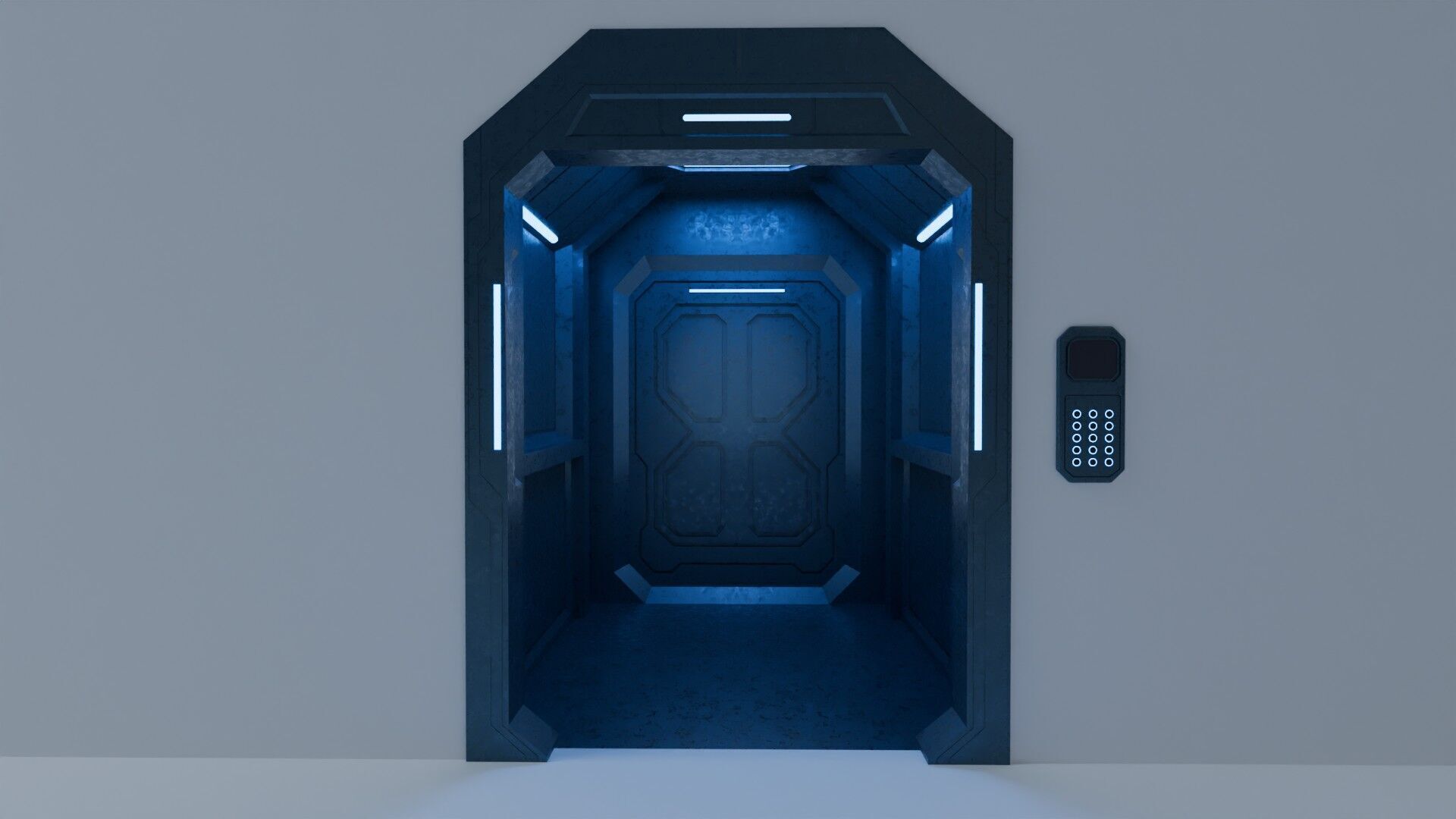 Sci fi elevator Low-poly 3D model_5