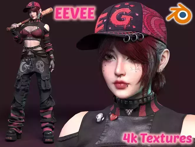 Female Ghotic E Girl EEVEE BLENDER