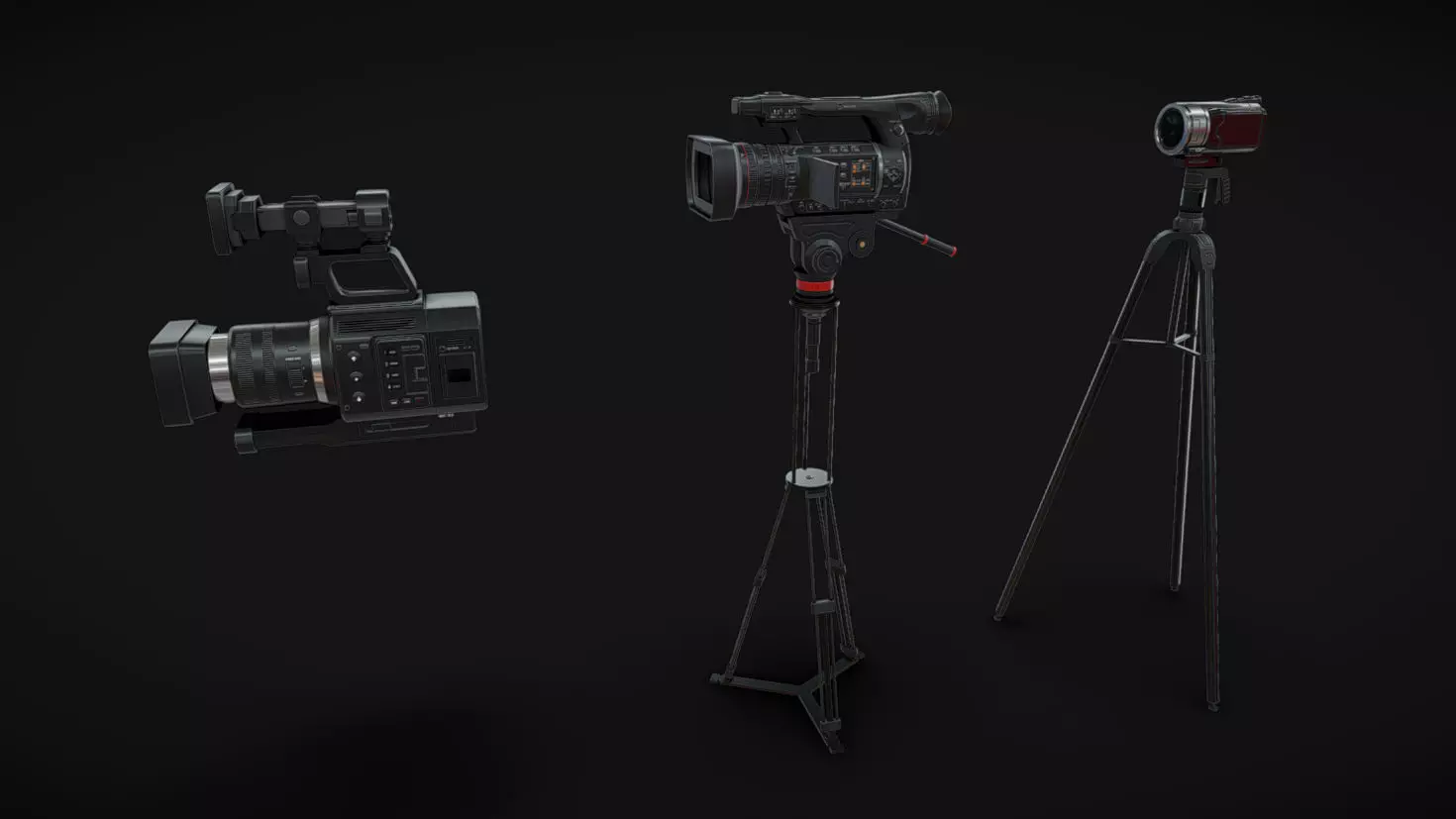 Camcorder Pack 01 Low-poly 3D model_0