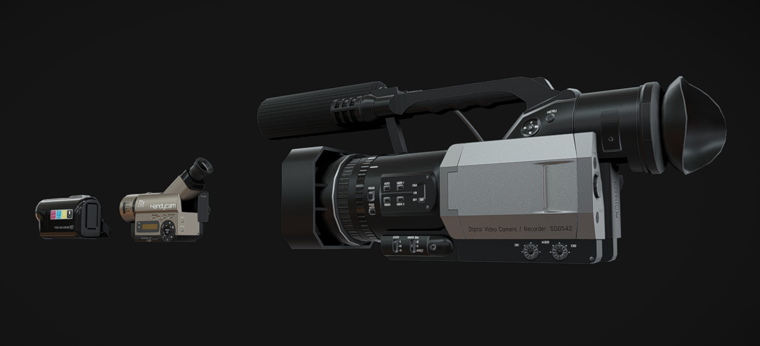 Camcorder Pack 02 Low-poly 3D model_1