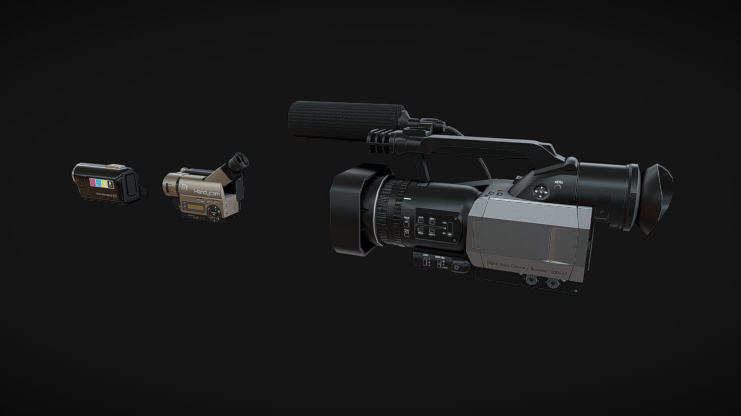 Camcorder Pack 02 Low-poly 3D model_8