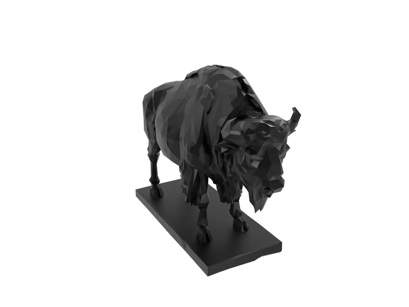 Bison Animal Low Poly 3D print model_0