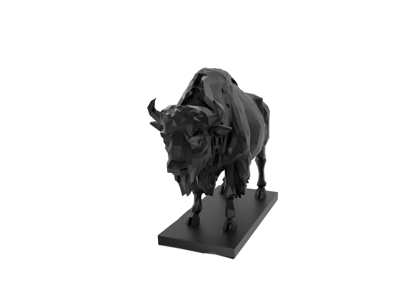 Bison Animal Low Poly 3D print model_1