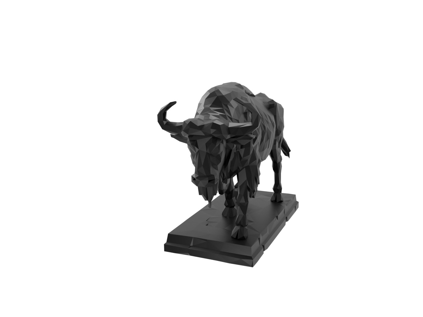 Buffalo Animal Low Poly 3D print model_1