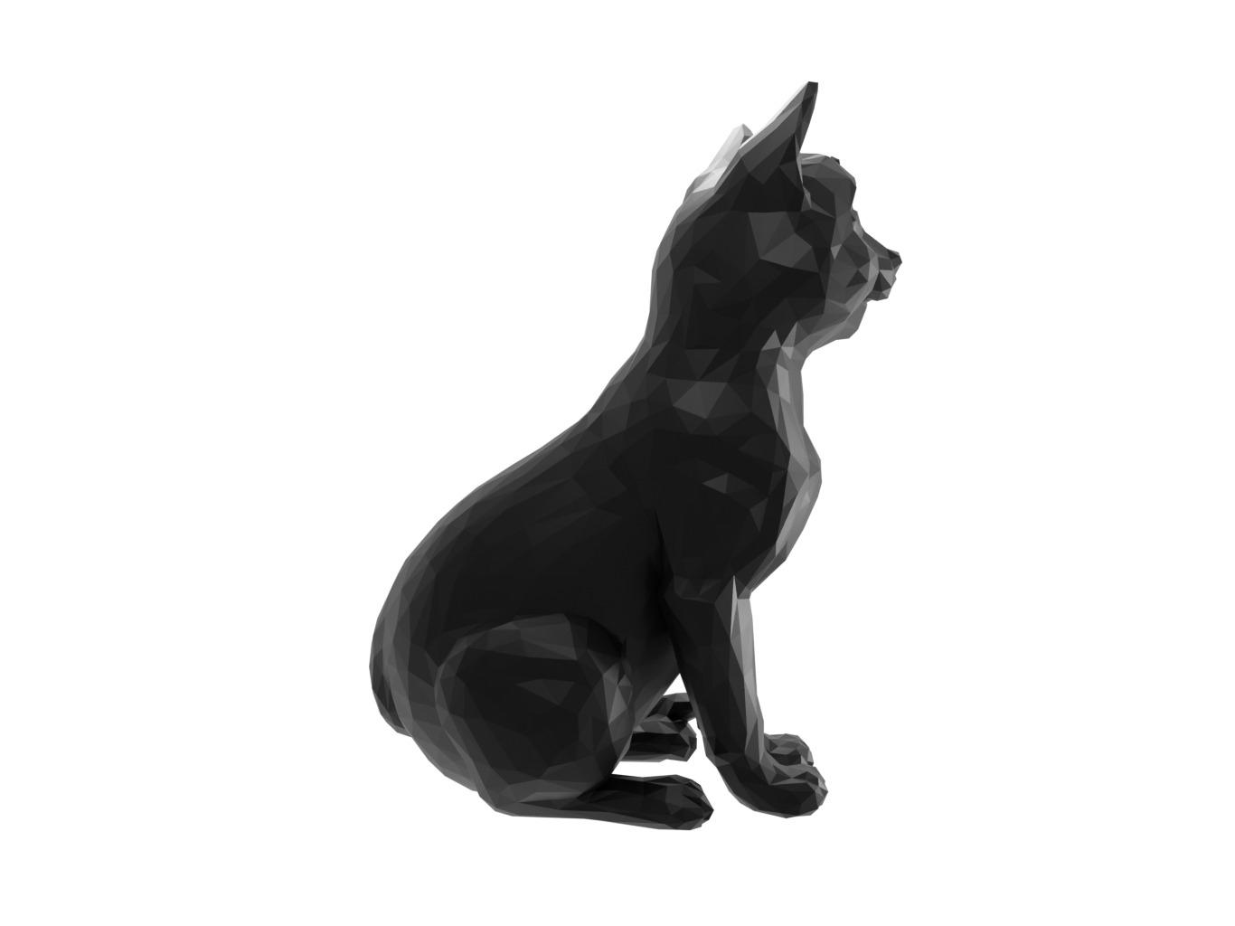 Cat Animal Low Poly 3D print model_2