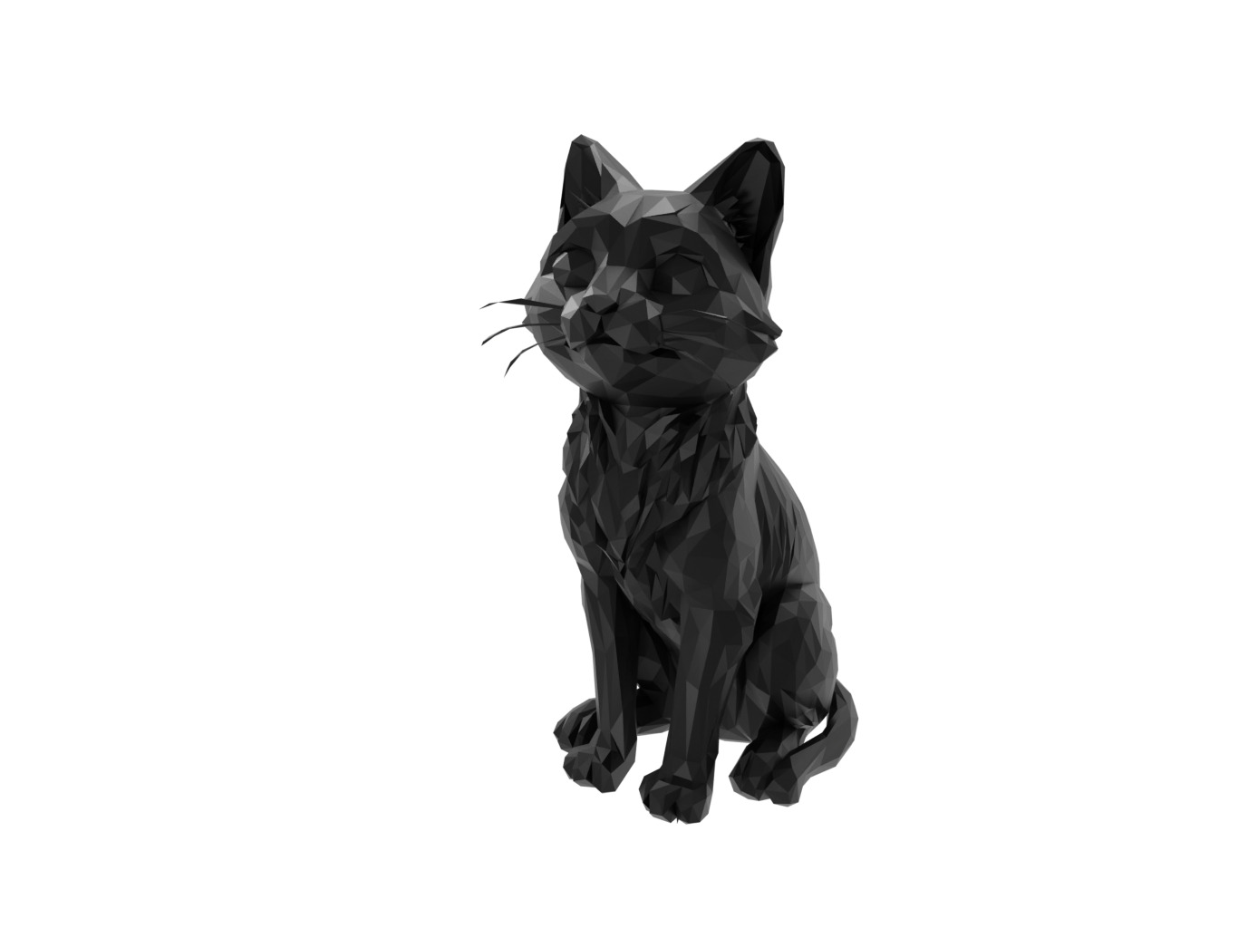 Cat Animal Low Poly 3D print model_1