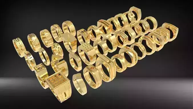 Lot of Various Mens Rings Collection Bulk package SALE 3D print model