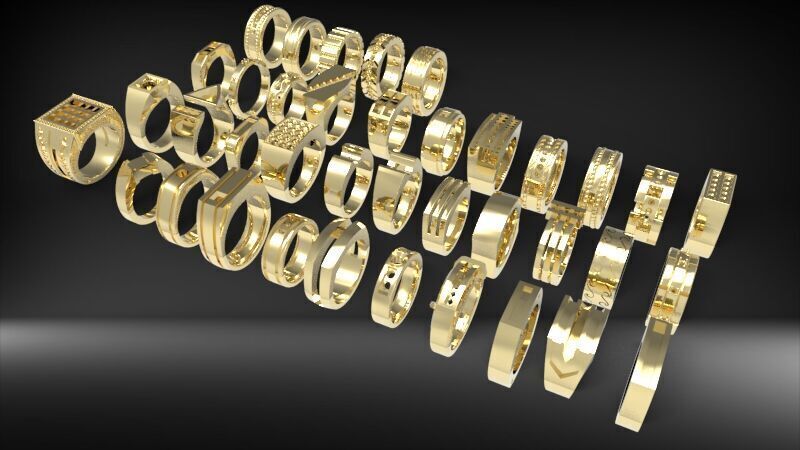 Lot of Various Mens Rings Collection Bulk package SALE 3D print model_19