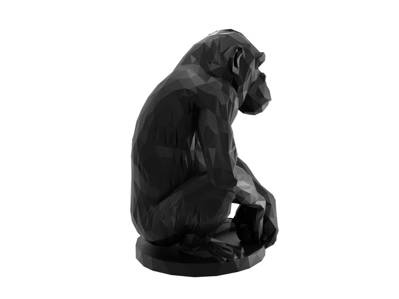 Chimpanzee Animal Low Poly 3D print model_2