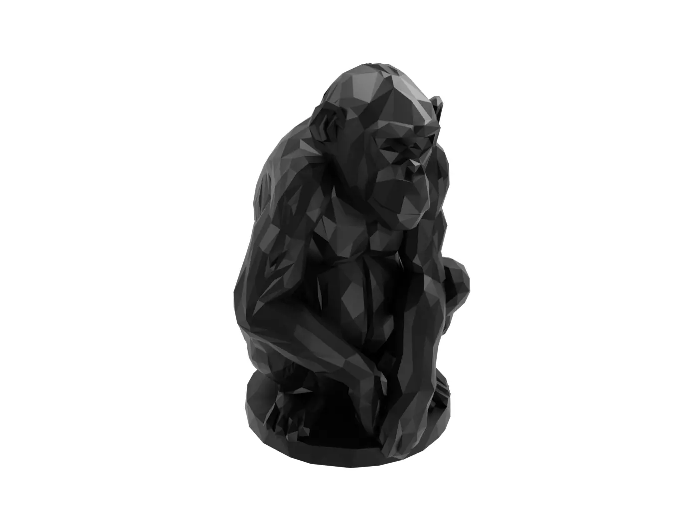 Chimpanzee Animal Low Poly 3D print model_0