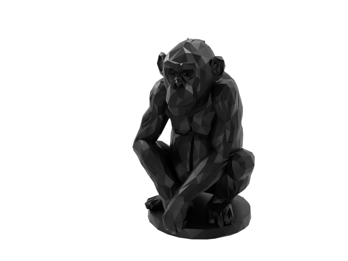 Chimpanzee Animal Low Poly 3D print model_1