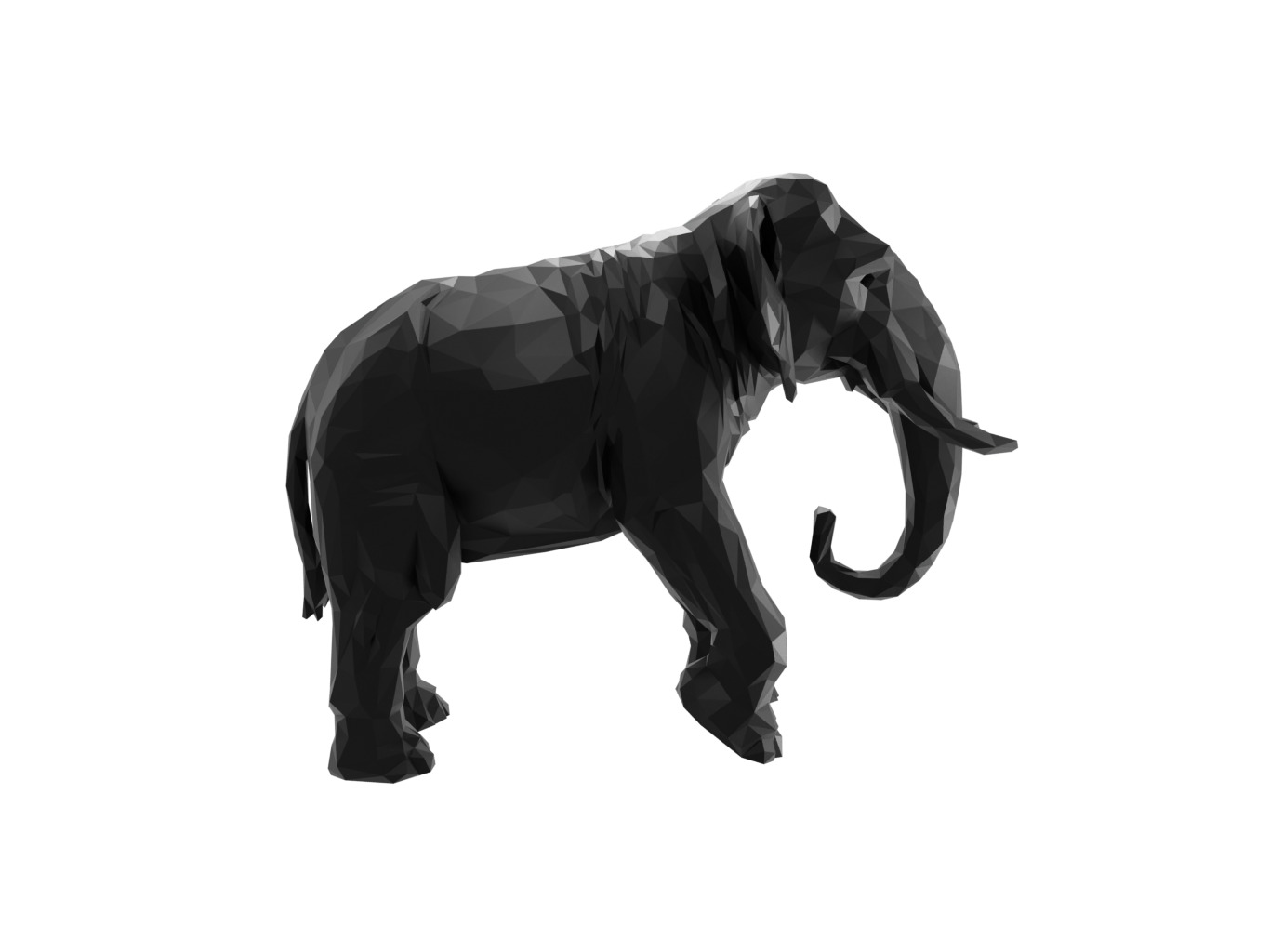 Elephant Animal Low Poly 3D print model_2