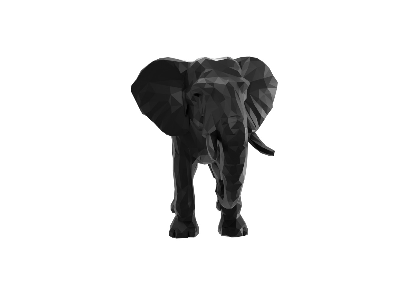 Elephant Animal Low Poly 3D print model_2