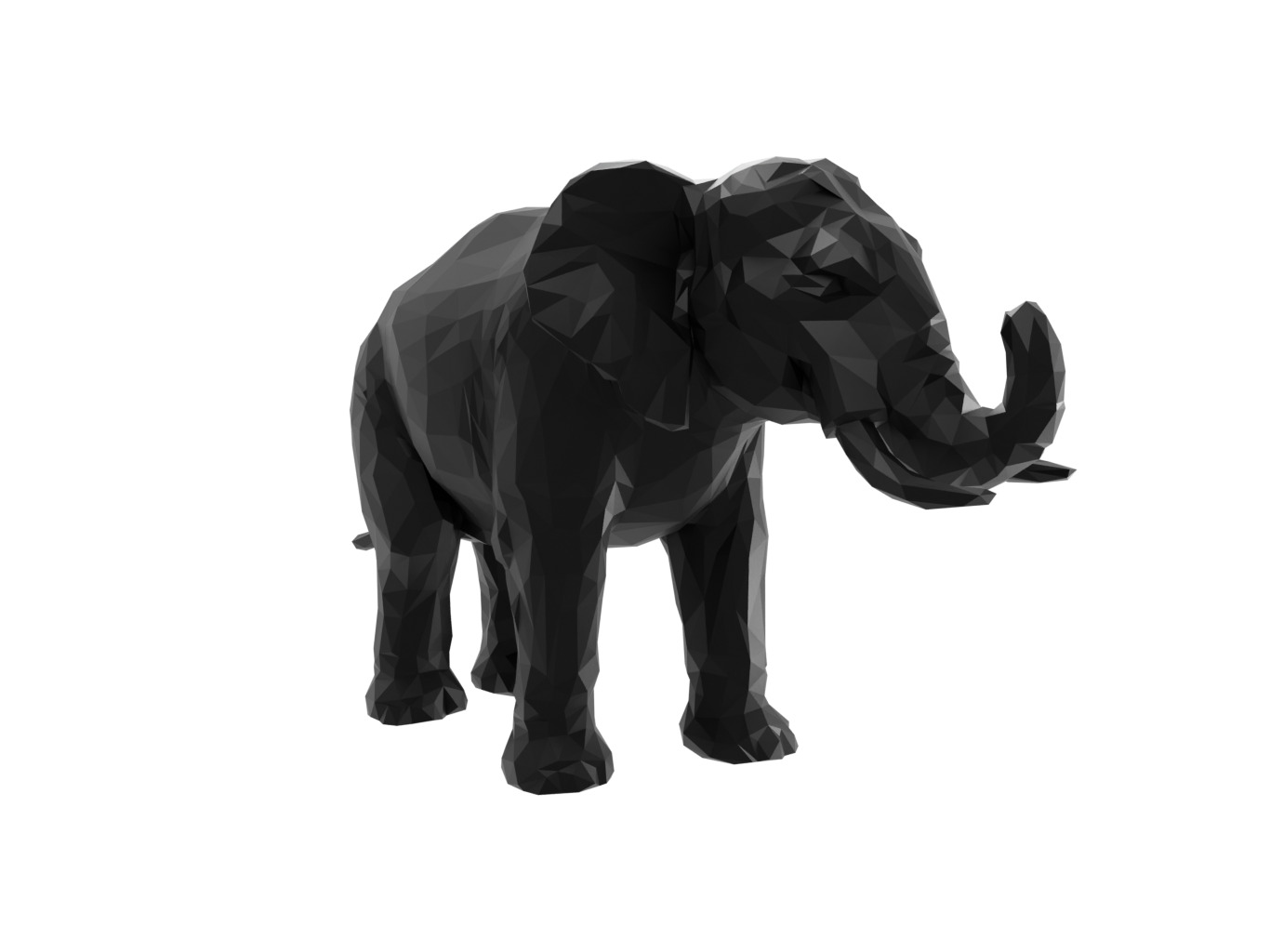 Elephant Animal Low Poly 3D print model_2