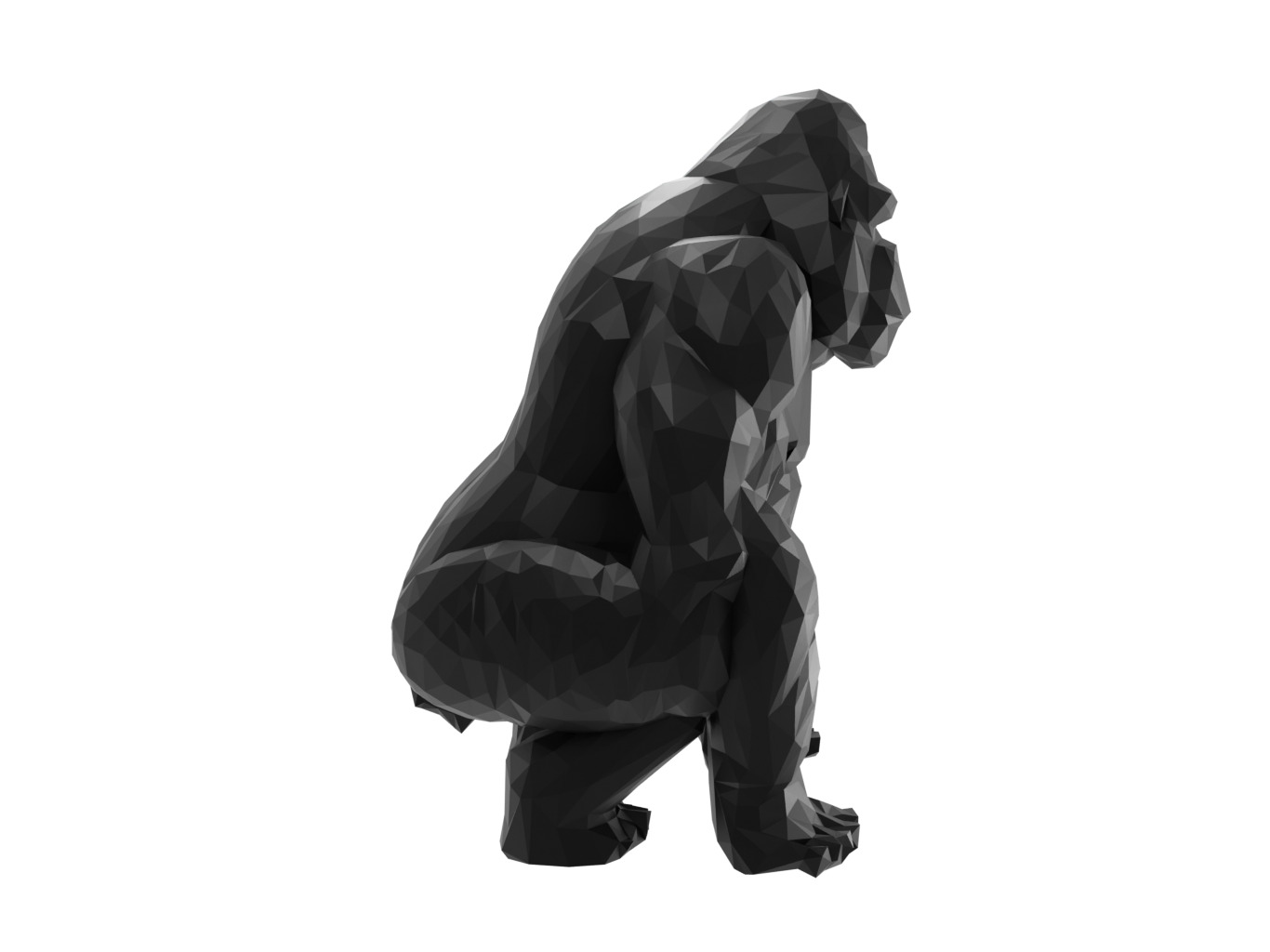 Gorilla Animal Low Poly 3D print model_2