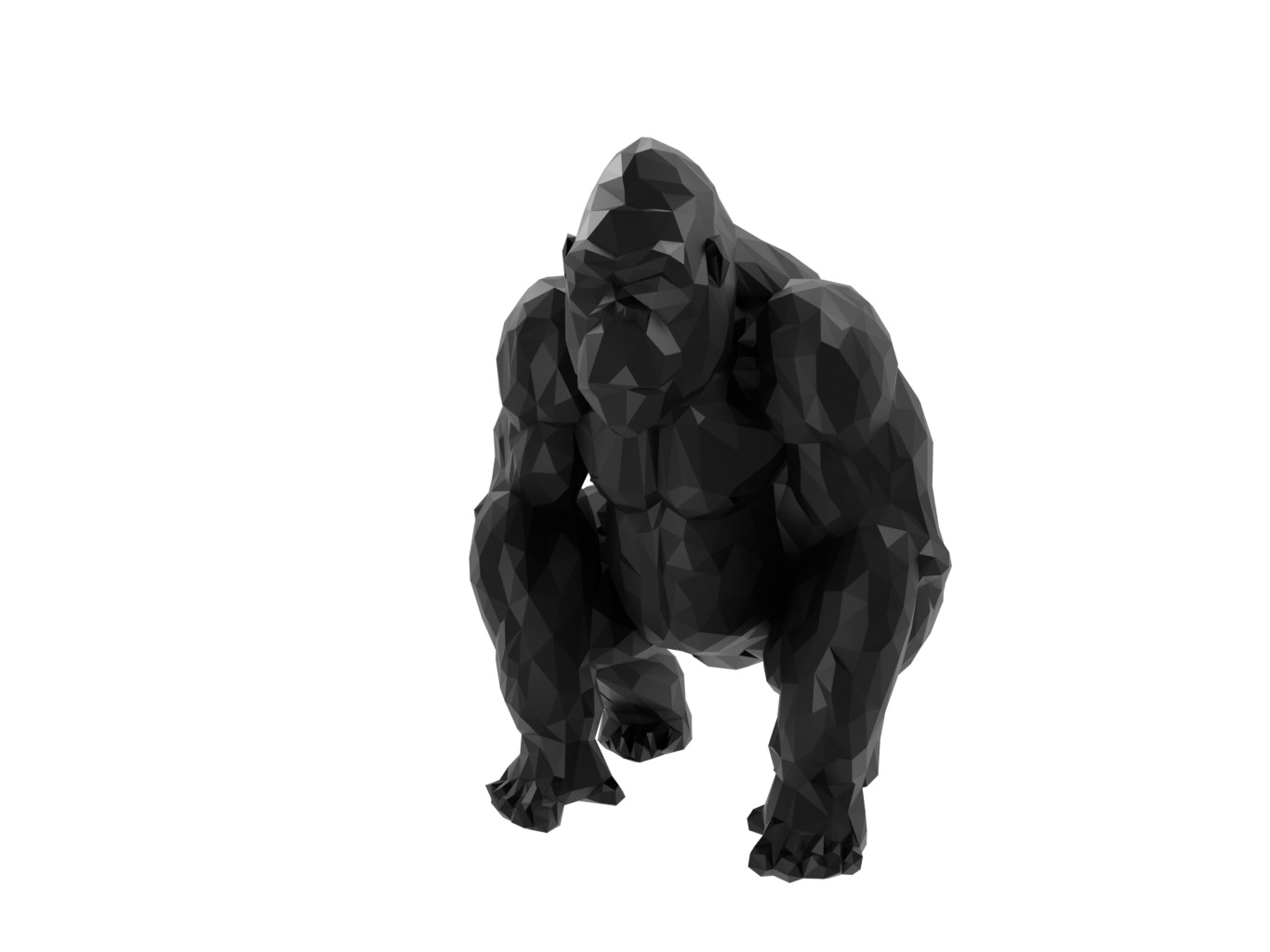 Gorilla Animal Low Poly 3D print model_1