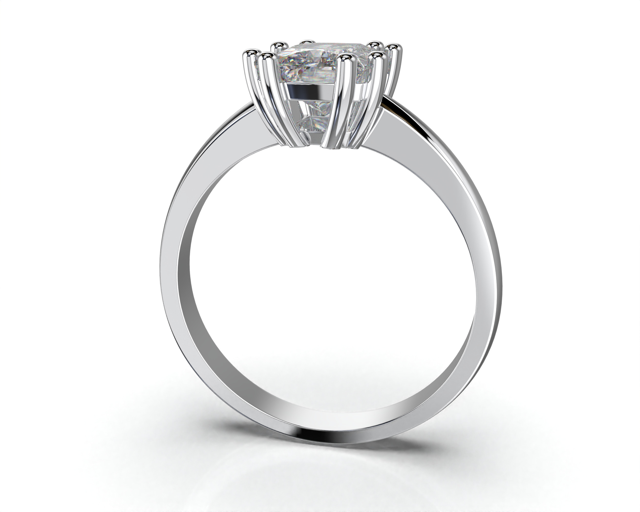 SOLITAIRE Ring with stone princess shape 8x6mm STL 3D print model_7