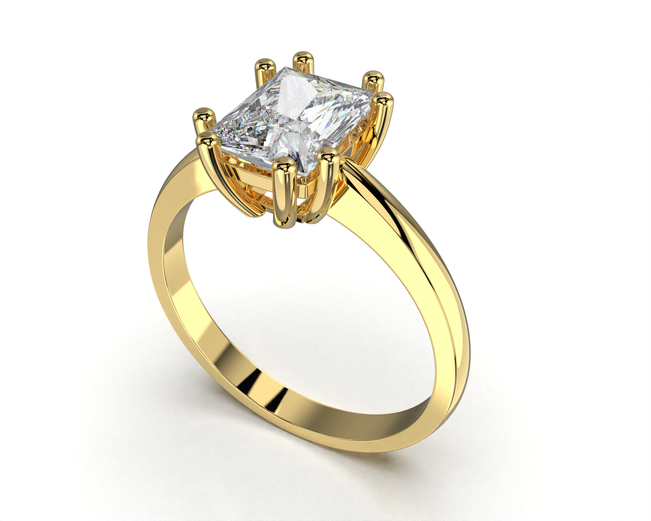 SOLITAIRE Ring with stone princess shape 8x6mm STL 3D print model_14