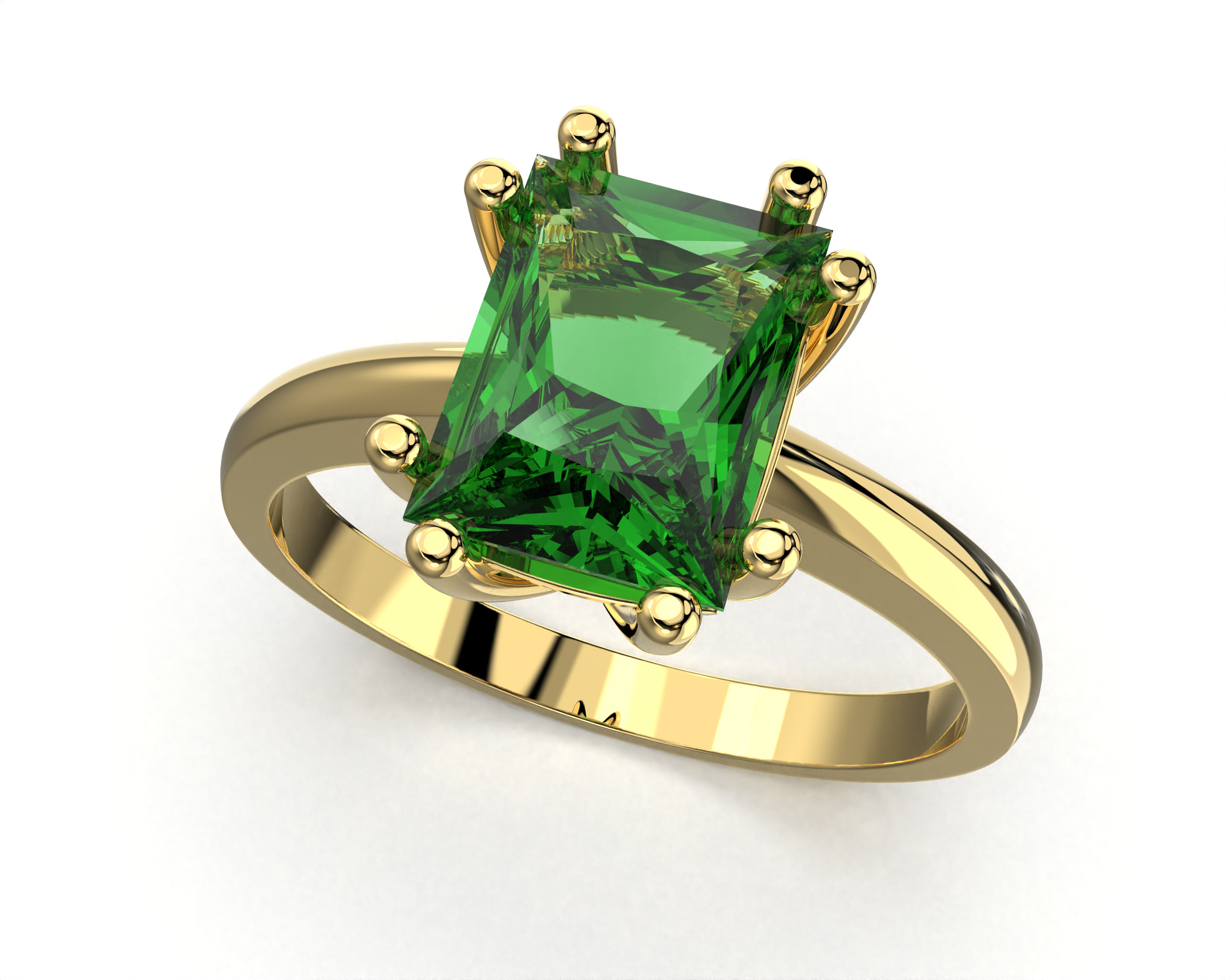 SOLITAIRE Ring with stone princess shape 8x6mm STL 3D print model_4