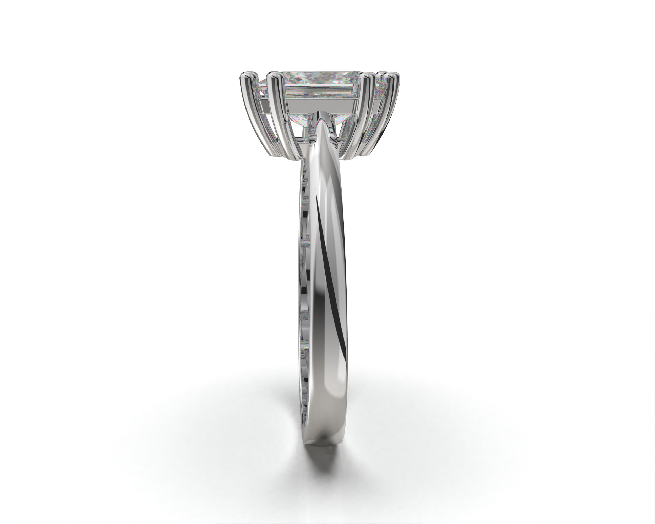 SOLITAIRE Ring with stone princess shape 8x6mm STL 3D print model_6