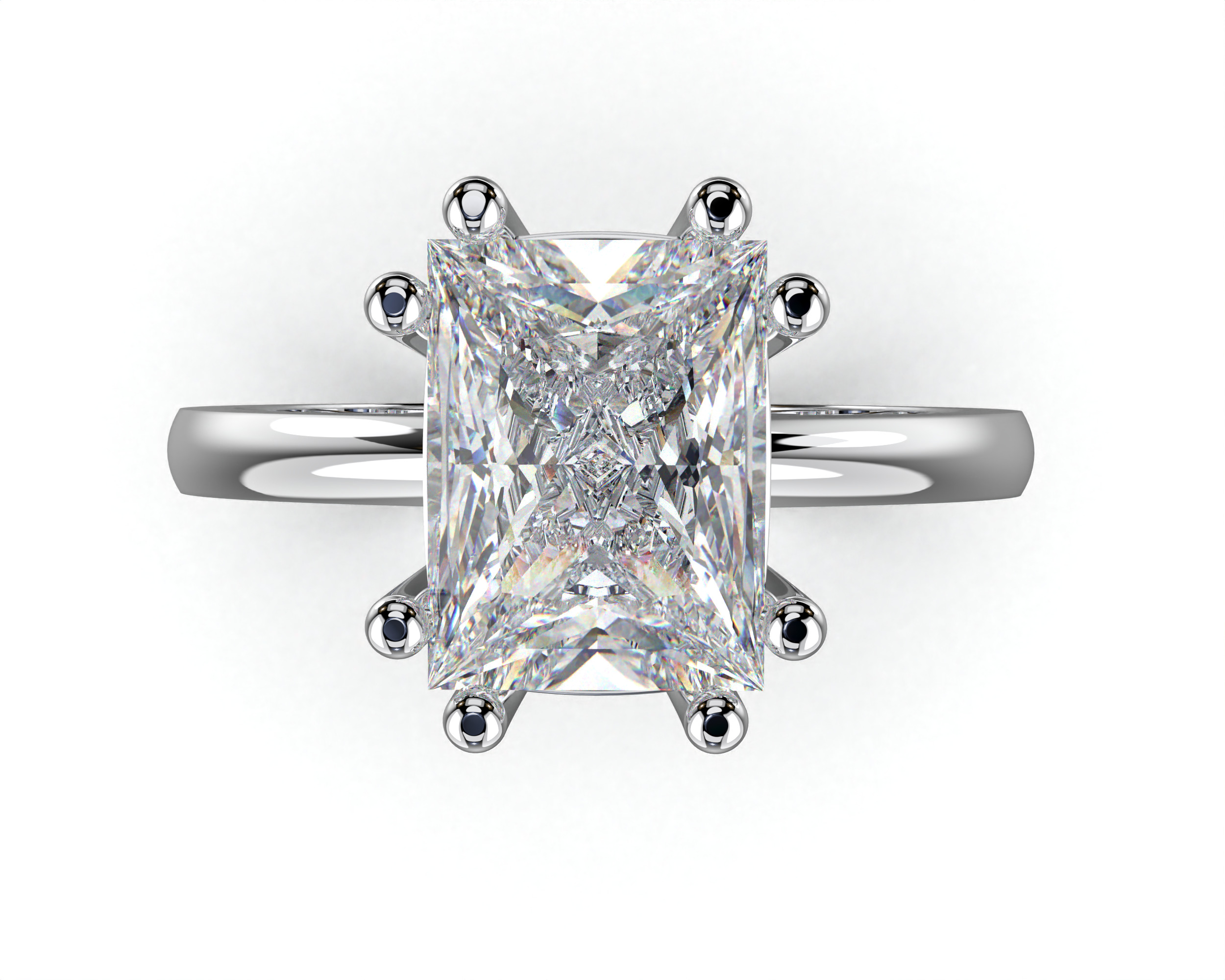 SOLITAIRE Ring with stone princess shape 8x6mm STL 3D print model_5