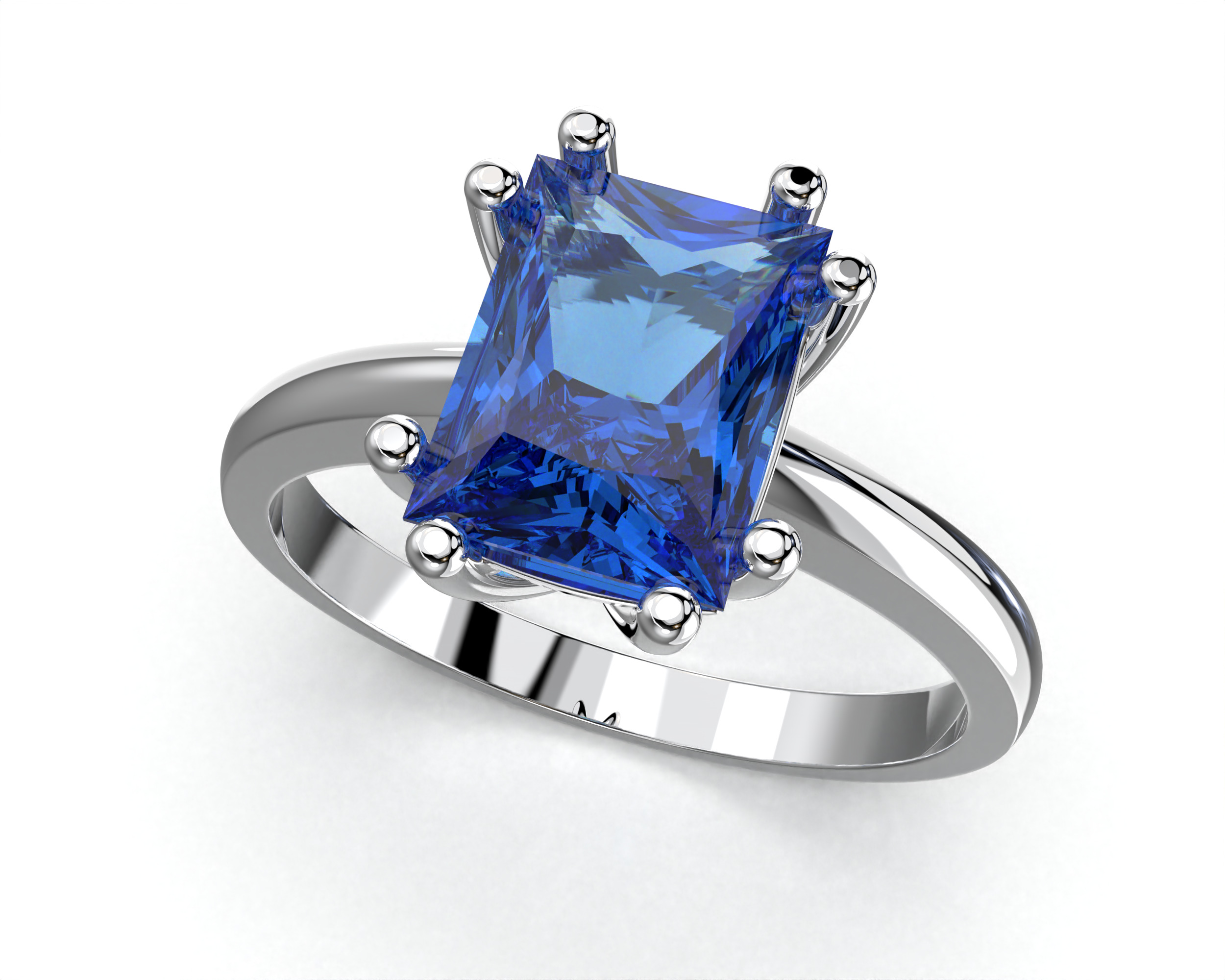 SOLITAIRE Ring with stone princess shape 8x6mm STL 3D print model_9