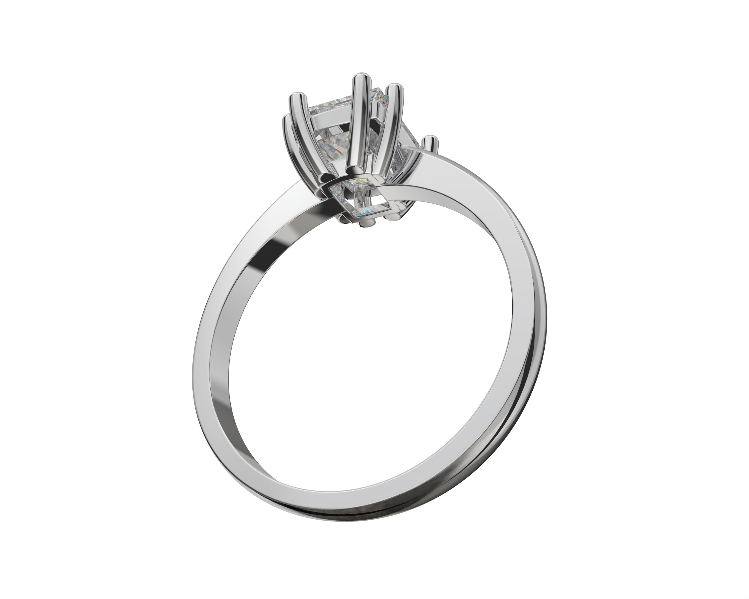 SOLITAIRE Ring with stone princess shape 8x6mm STL 3D print model_8