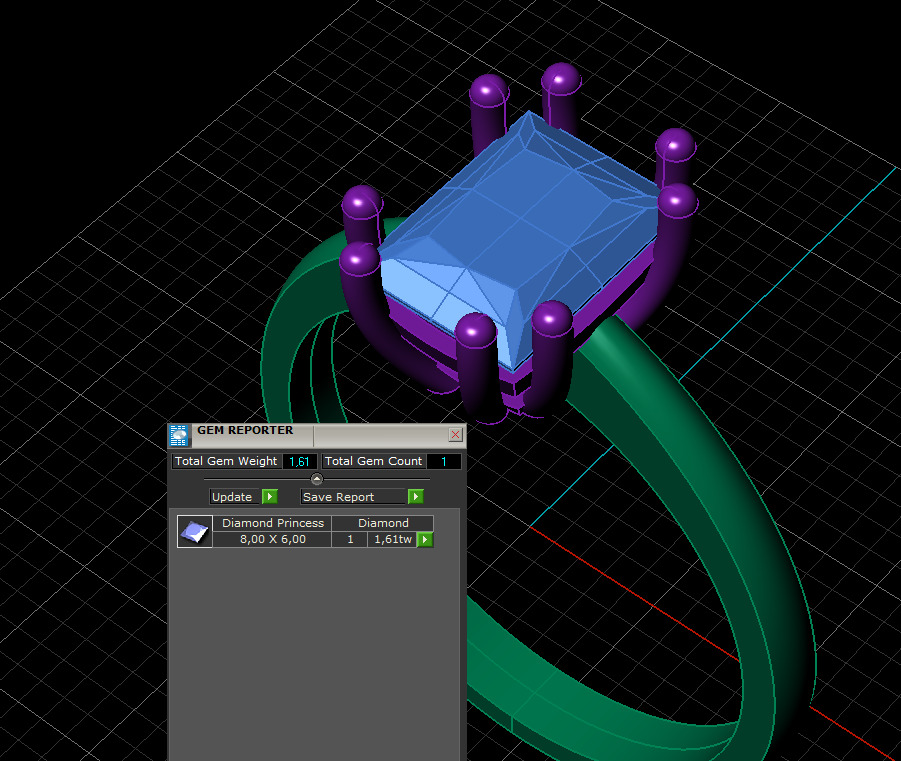 SOLITAIRE Ring with stone princess shape 8x6mm STL 3D print model_17