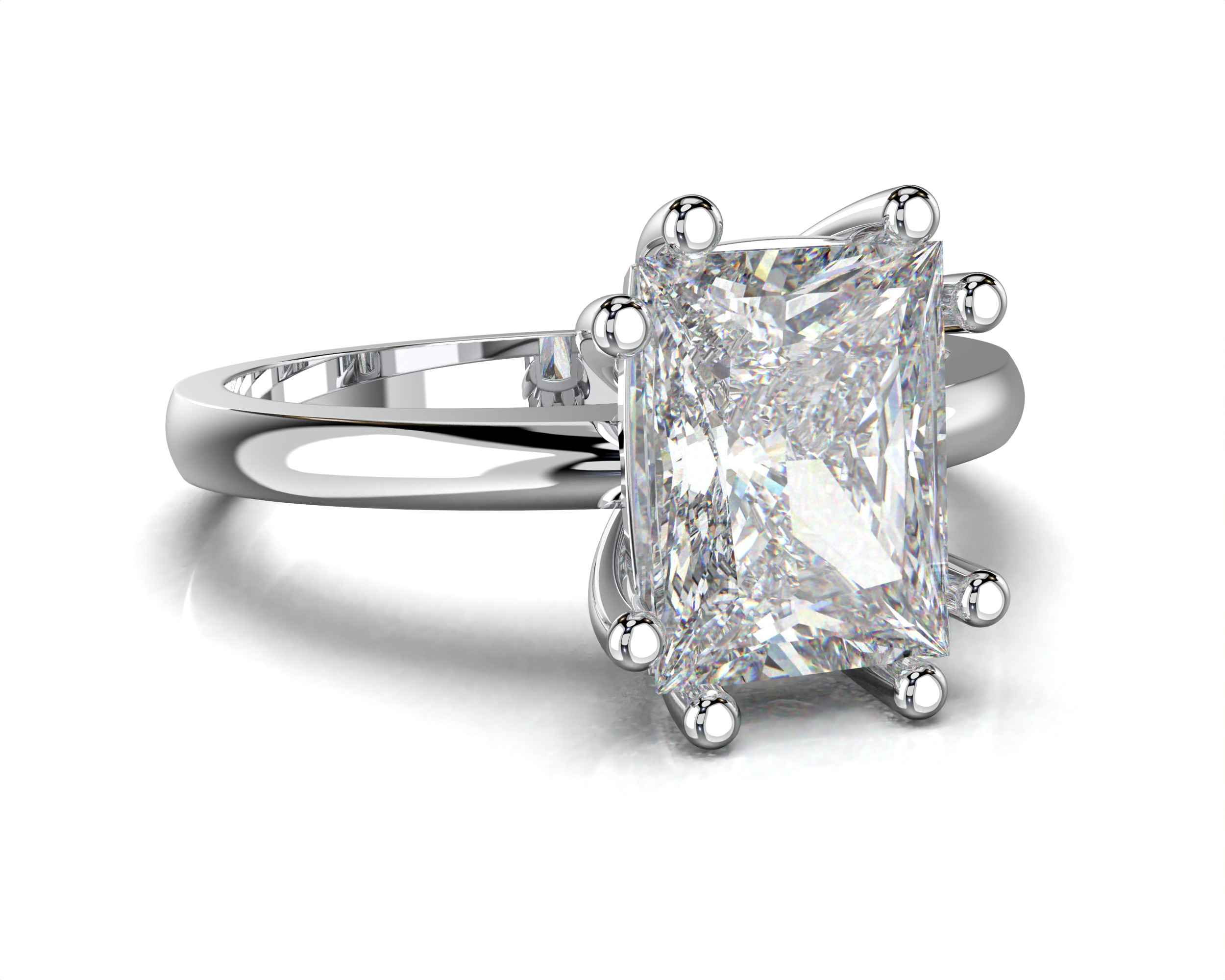 SOLITAIRE Ring with stone princess shape 8x6mm STL 3D print model_19