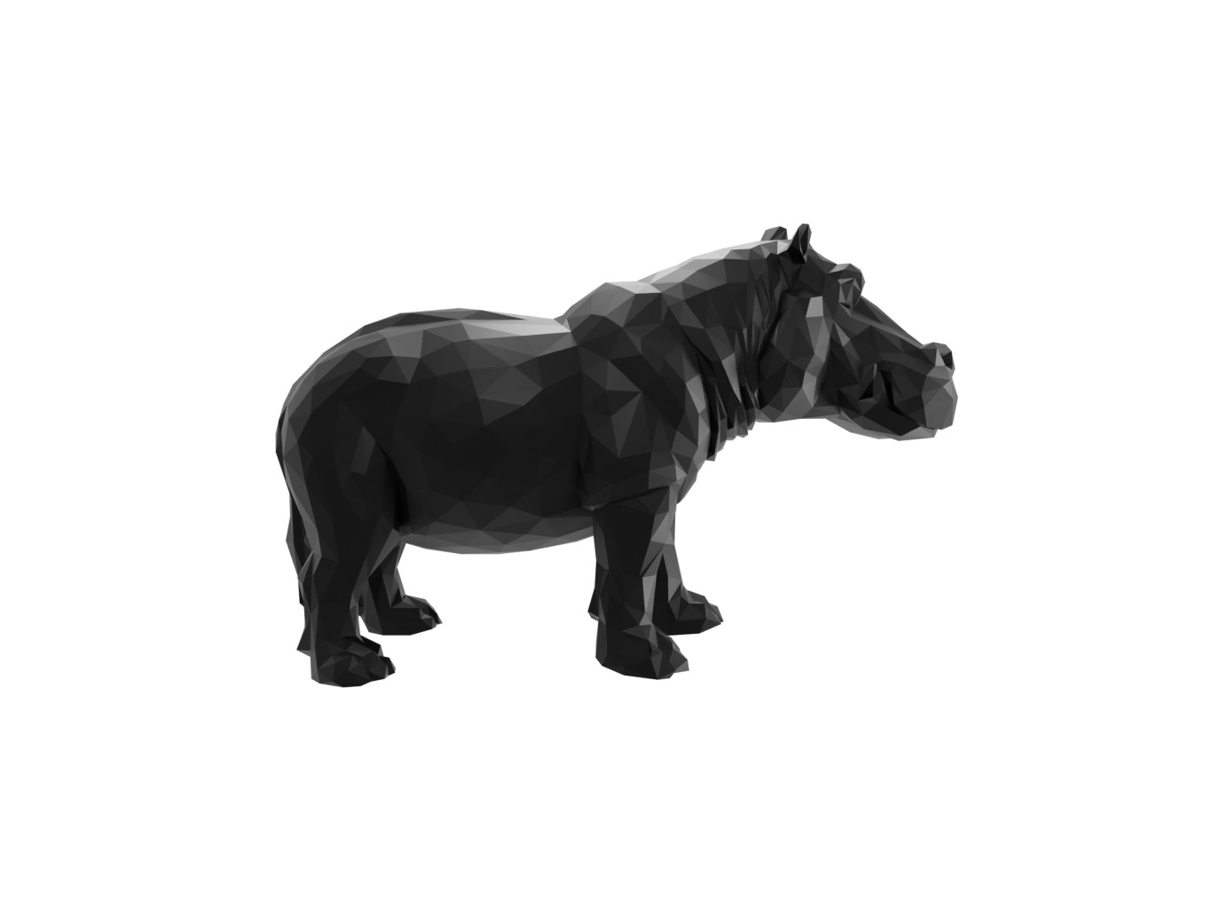Hippopotamus Animal Low Poly 3D print model_2