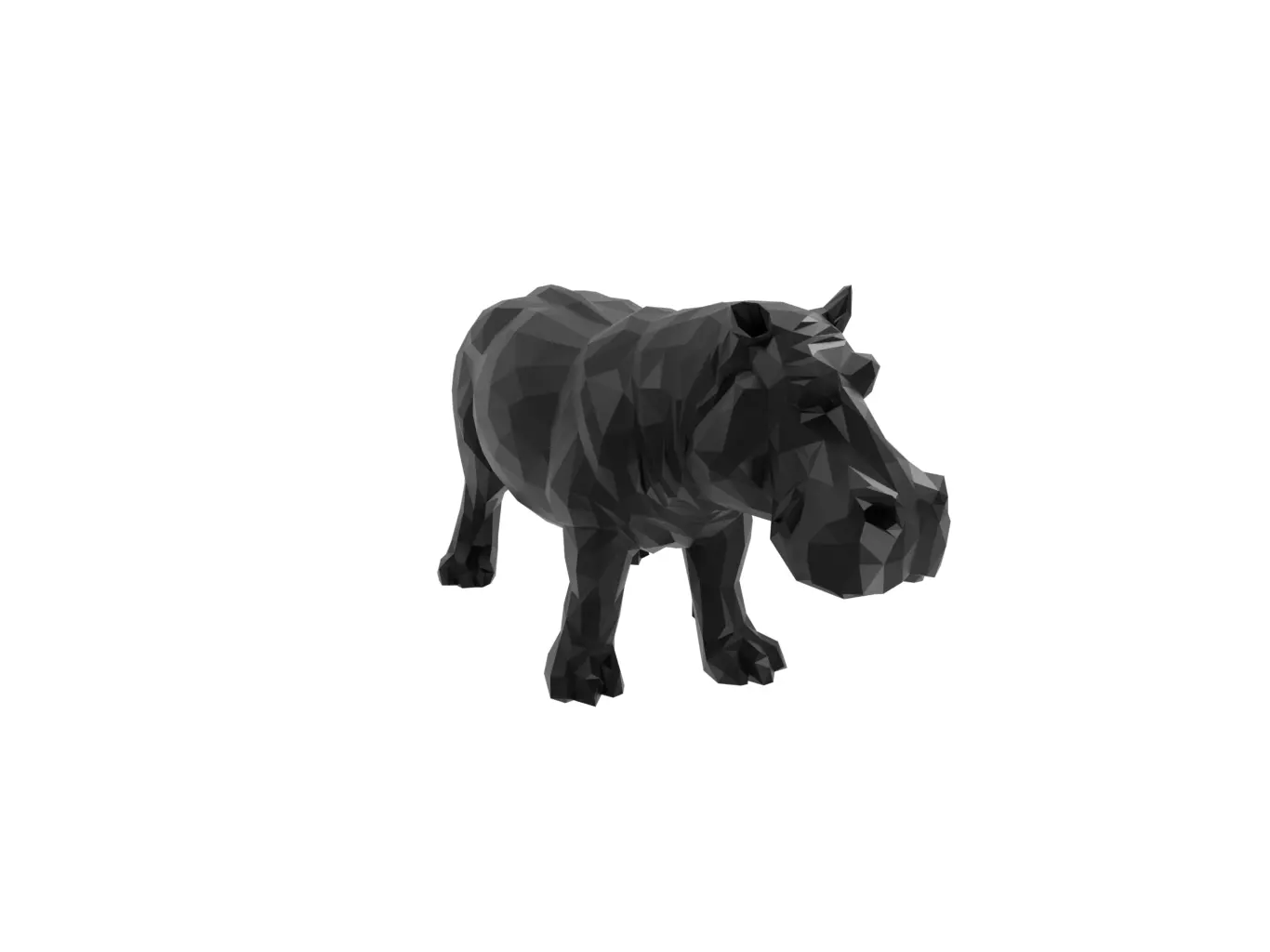 Hippopotamus Animal Low Poly 3D print model_0